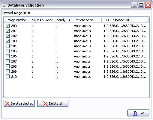 Database validation - start integrity validation of database file